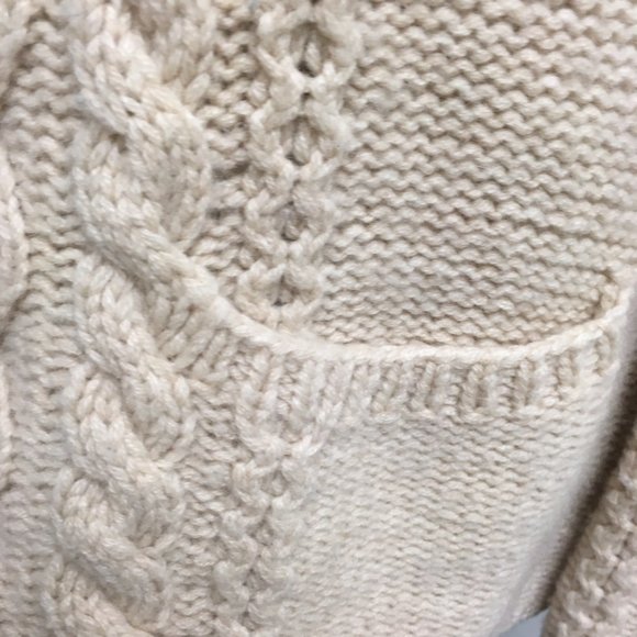 James Perse beige / cream 100% cashmere cable cowl tunic sweater pockets 3 L - Picture 8 of 9